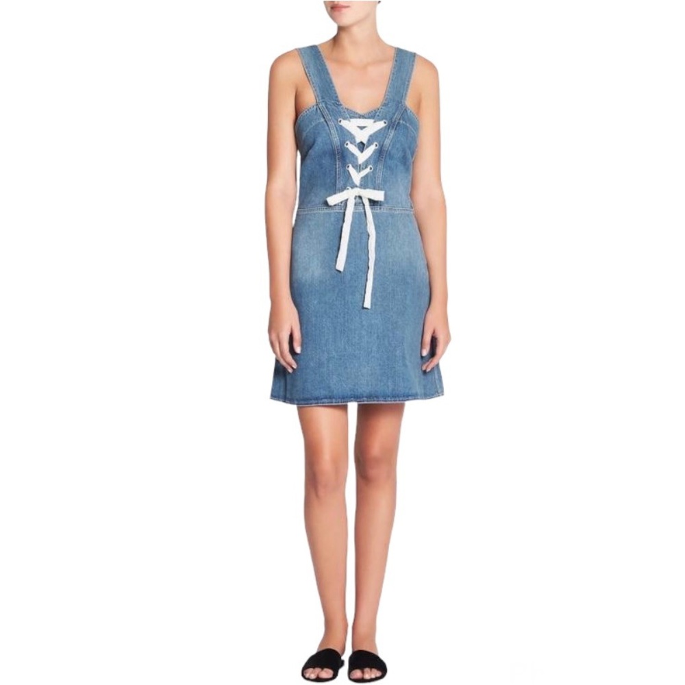 Paige Tula Lace Up Sleeveless Denim Dress - Picture 8 of 9